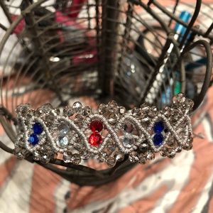 Patriotic bracelet on gray lace crystals NWT